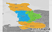 Political Panoramic Map of Manche, desaturated