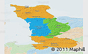 Political Panoramic Map of Manche, lighten