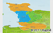 Political Panoramic Map of Manche, physical outside