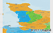 Political Panoramic Map of Manche, political shades outside