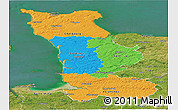 Political Panoramic Map of Manche, satellite outside