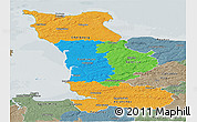 Political Panoramic Map of Manche, semi-desaturated