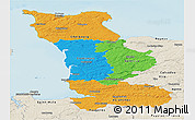Political Panoramic Map of Manche, shaded relief outside