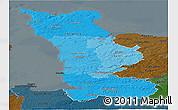 Political Shades Panoramic Map of Manche, darken