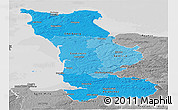 Political Shades Panoramic Map of Manche, desaturated