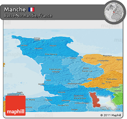 Political Shades Panoramic Map of Manche