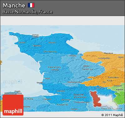 Political Shades Panoramic Map of Manche