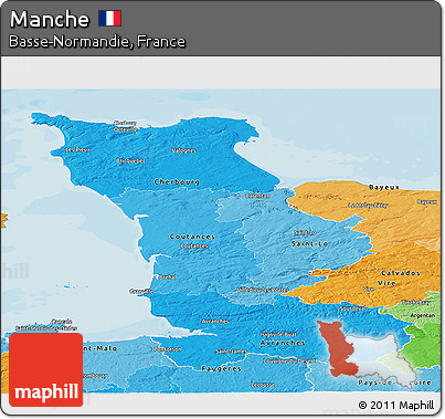 Political Shades Panoramic Map of Manche