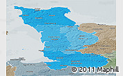 Political Shades Panoramic Map of Manche, semi-desaturated