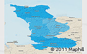 Political Shades Panoramic Map of Manche, shaded relief outside