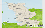 Shaded Relief Panoramic Map of Manche, physical outside