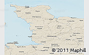 Shaded Relief Panoramic Map of Manche