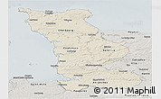 Shaded Relief Panoramic Map of Manche, semi-desaturated