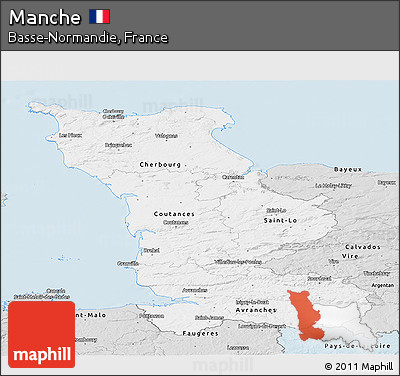 Silver Style Panoramic Map of Manche