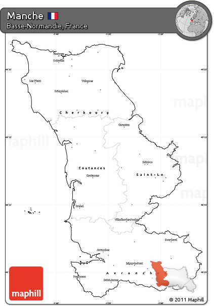 Blank Simple Map of Manche, cropped outside