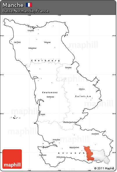 Blank Simple Map of Manche, cropped outside
