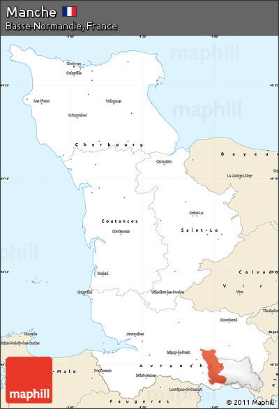 Classic Style Simple Map of Manche