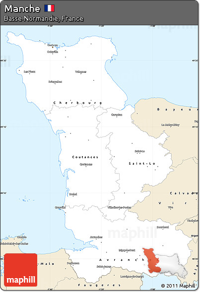 Classic Style Simple Map of Manche