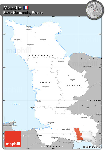 Gray Simple Map of Manche
