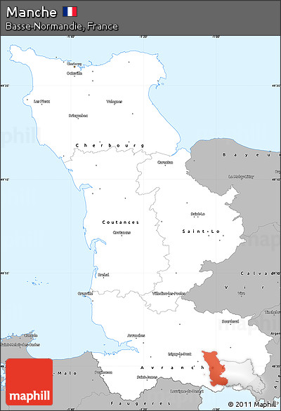 Gray Simple Map of Manche
