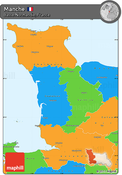 Political Simple Map of Manche