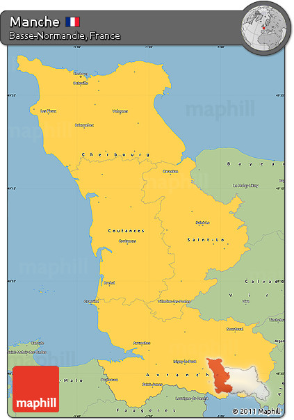 Savanna Style Simple Map of Manche