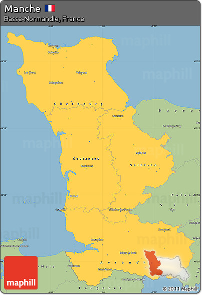 Savanna Style Simple Map of Manche