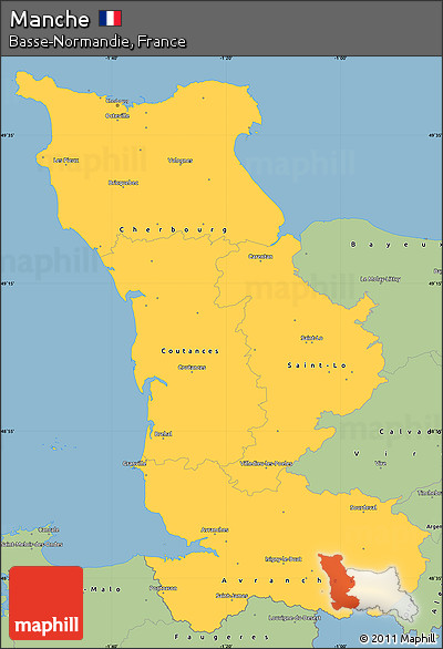Savanna Style Simple Map of Manche
