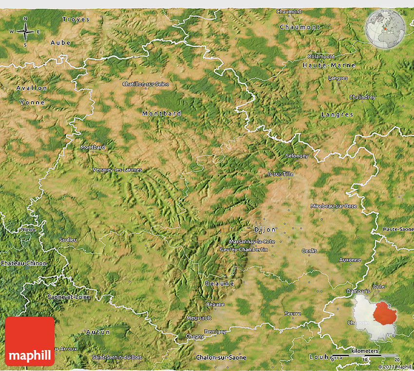 Satellite 3D Map of Côted'Or