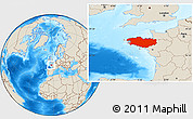 Shaded Relief Location Map of Bretagne