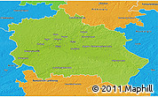 Physical 3D Map of Orléans, political outside