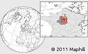 Blank Location Map of Orléans, highlighted country, highlighted grandparent region