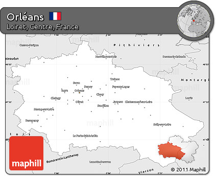 Silver Style Simple Map of Orléans
