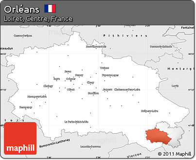 Silver Style Simple Map of Orléans