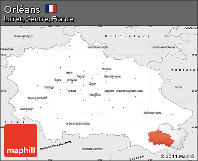 Silver Style Simple Map of Orléans