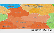 Political Shades Panoramic Map of Centre