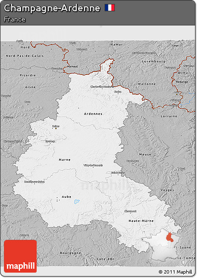 Gray 3D Map of Champagne-Ardenne