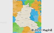 Shaded Relief 3D Map of Champagne-Ardenne, political outside