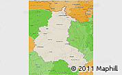 Shaded Relief 3D Map of Champagne-Ardenne, political shades outside