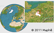 Satellite Location Map of Sedan, highlighted grandparent region