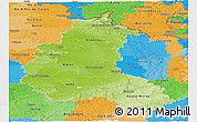 Physical Panoramic Map of Champagne-Ardenne, political outside