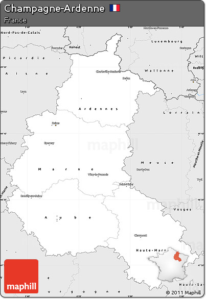 Silver Style Simple Map of Champagne-Ardenne