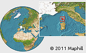 Satellite Location Map of Ajaccio, highlighted country, highlighted grandparent region