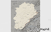 Shaded Relief 3D Map of Franche-Comté, darken, semi-desaturated