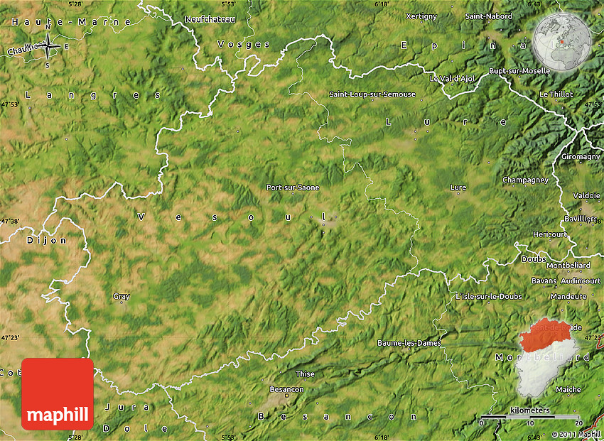 Satellite Map of HauteSaône Satellite Map of HauteSaône