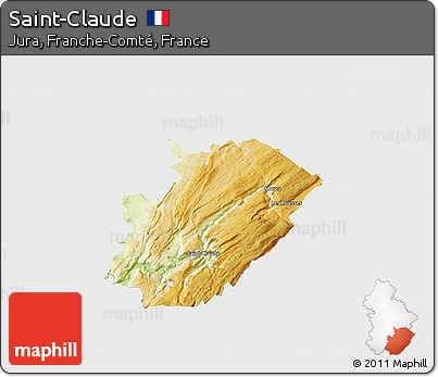 Physical 3D Map of Saint-Claude, single color outside