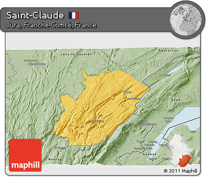 Savanna Style 3D Map of Saint-Claude