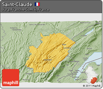 Savanna Style 3D Map of Saint-Claude