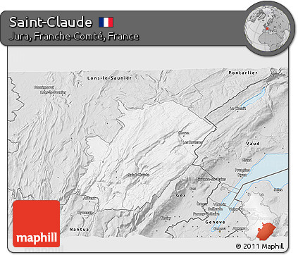 Silver Style 3D Map of Saint-Claude