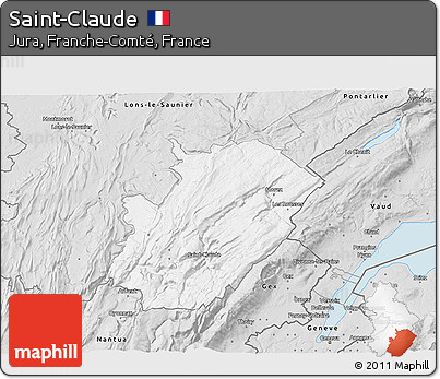 Silver Style 3D Map of Saint-Claude